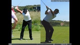 Jon Rahm golf swing  Long Iron faceon amp downtheline July 2017 [upl. by Ithaman]