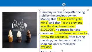 How to apply misrepresentation Liam cupcake scenario [upl. by Kacy]