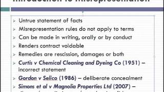 Misrepresentation Lecture 1 of 4 [upl. by Ettevahs]